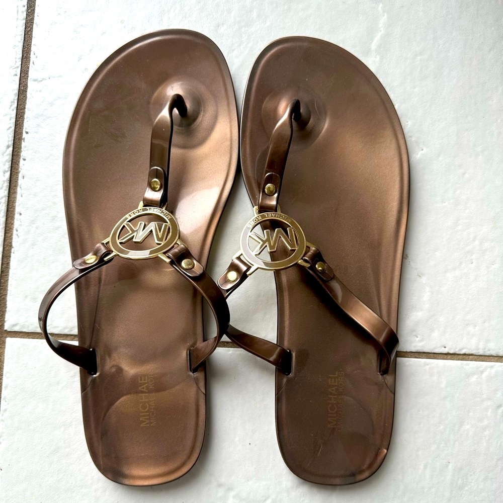 MK gold/bronze sandals